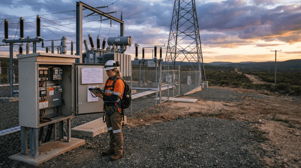 Lone worker conducting a site inspection on a remote utilities site